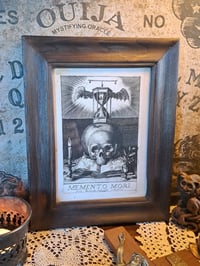 Image 1 of Memento Mori Print Art in a Distressed Wooden Frame