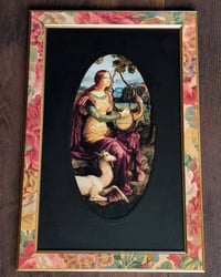 Image 1 of Lady and Unicorn Art in Vintage Ornate Frame
