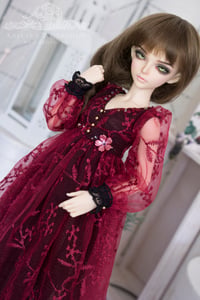 Image 5 of LIMITED - Wine red and black lace gown for MNF/PetiteMarionette girls