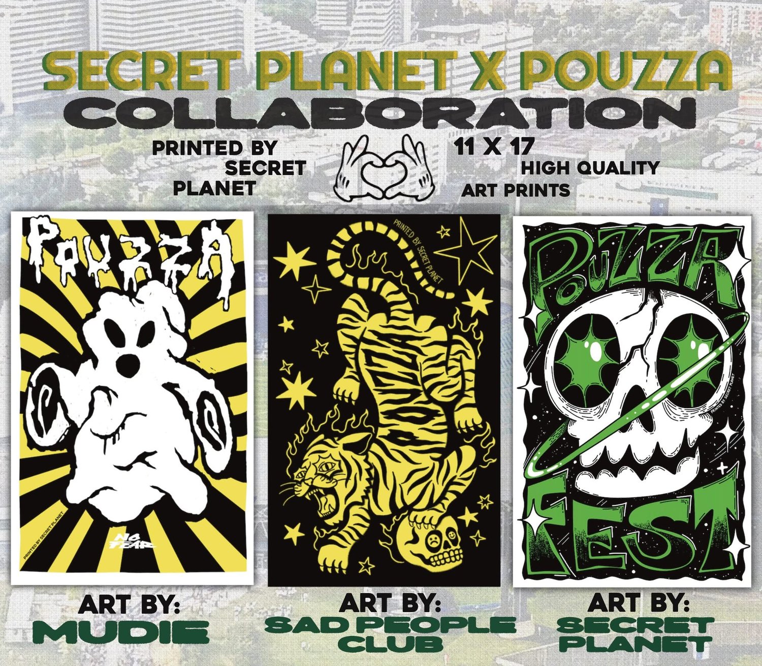 Image de Secret Planet x Pouzza Collab ART PRINTS ( Mudie, Jackie from Secret Planet, Sad People Club )