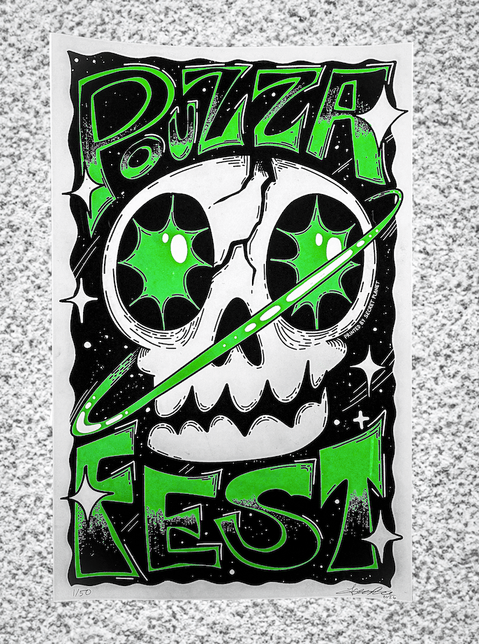 Image of Secret Planet x Pouzza Collab ART PRINTS ( Mudie, Jackie from Secret Planet, Sad People Club )