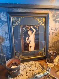 Image 1 of Gothic style picture of Eva and Serpent in a Hand-painted Vintage Frame
