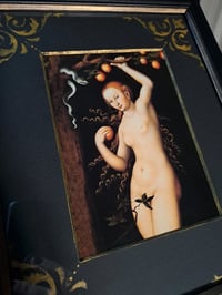 Image 2 of Gothic style picture of Eva and Serpent in a Hand-painted Vintage Frame
