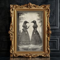 Image 1 of Victorian Crow Women Art Print – Gothic Surreal Bird Ladies Decor