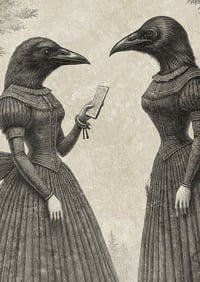 Image 3 of Victorian Crow Women Art Print – Gothic Surreal Bird Ladies Decor