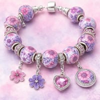Image 2 of JUST PINK FLORAL BEADS AND CHARM PACK