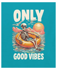 Image 1 of Good Vibes Floating Skeleton Funny T-Shirt