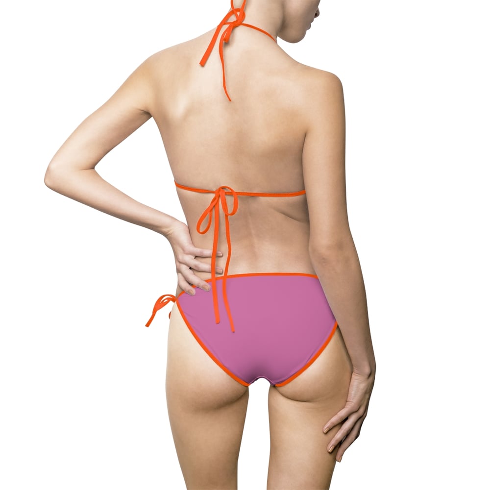 Image of Pink 'Fine Shyt' Tie-Side Bikini — Retro Script Triangle Swimsuit-b9045b8b