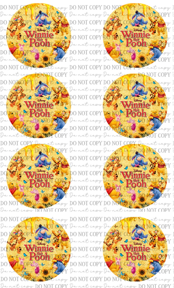 Image of Winnie the Pooh Car Coaster Sublimation Prints – Set of 8 on 1 Sheet