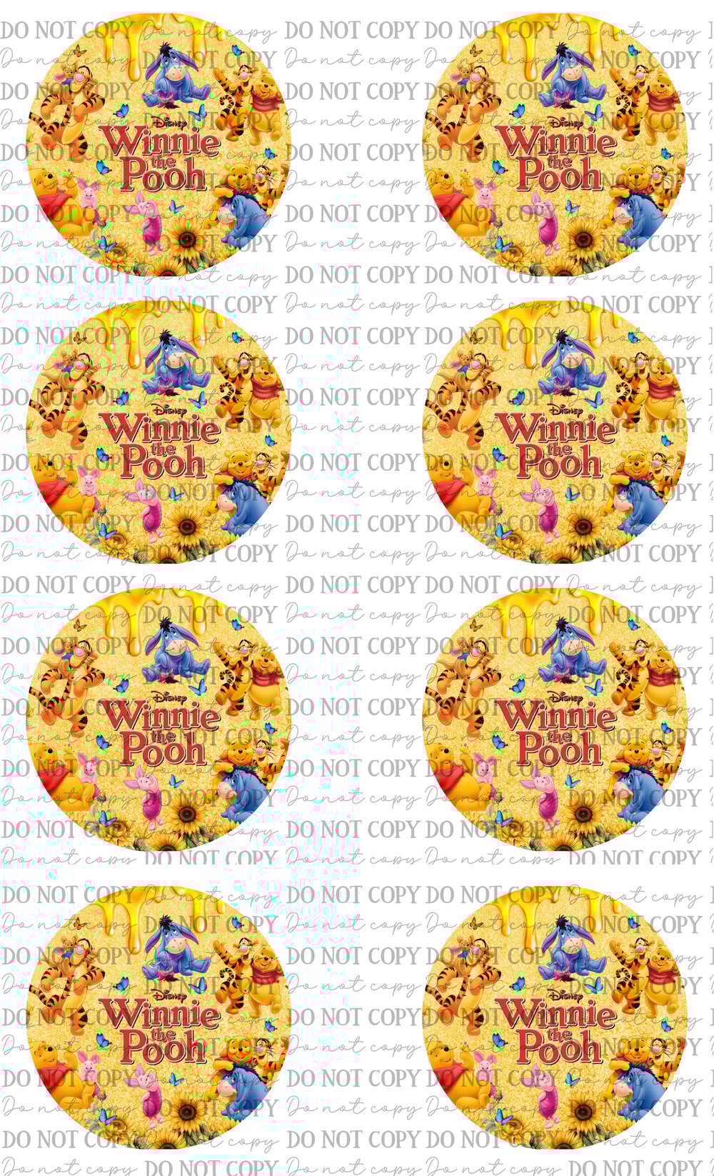 Image of Winnie the Pooh Car Coaster Sublimation Prints – Set of 8 on 1 Sheet
