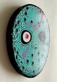 Image 2 of Hand painted RETRO JASON (WITH neon blood) wood cut