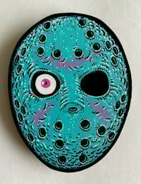 Image 1 of Hand painted RETRO JASON (NO neon blood) wood cut
