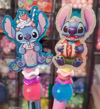 Image 1 of Blue Alien Acrylic Charm Beaded Pens 