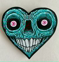 Image 1 of Hand painted SKULL HEART wood cut