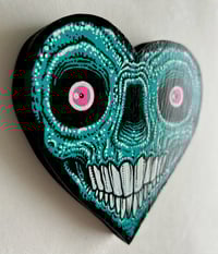 Image 2 of Hand painted SKULL HEART wood cut
