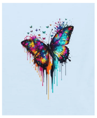 Image 1 of Radiant Paint Drip Butterfly T-Shirt