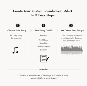Image of Custom Soundwave T-Shirt, Hand Designed Song Wave Art, Minimalist Audio Tee