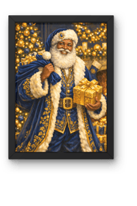 Image 2 of Royal Blue and Gold Black Santa