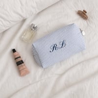 Image 2 of Seersucker Monogram Toiletry Cosmetic Bag