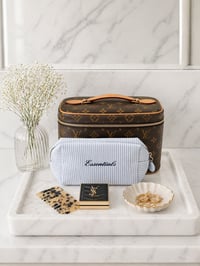 Image 4 of Elegant Seersucker Cosmetic Bag | Lightweight Travel Pouch