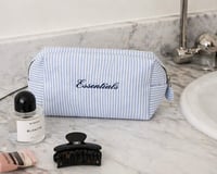 Image 2 of Elegant Seersucker Cosmetic Bag | Lightweight Travel Pouch