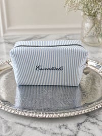 Image 3 of Elegant Seersucker Cosmetic Bag | Lightweight Travel Pouch