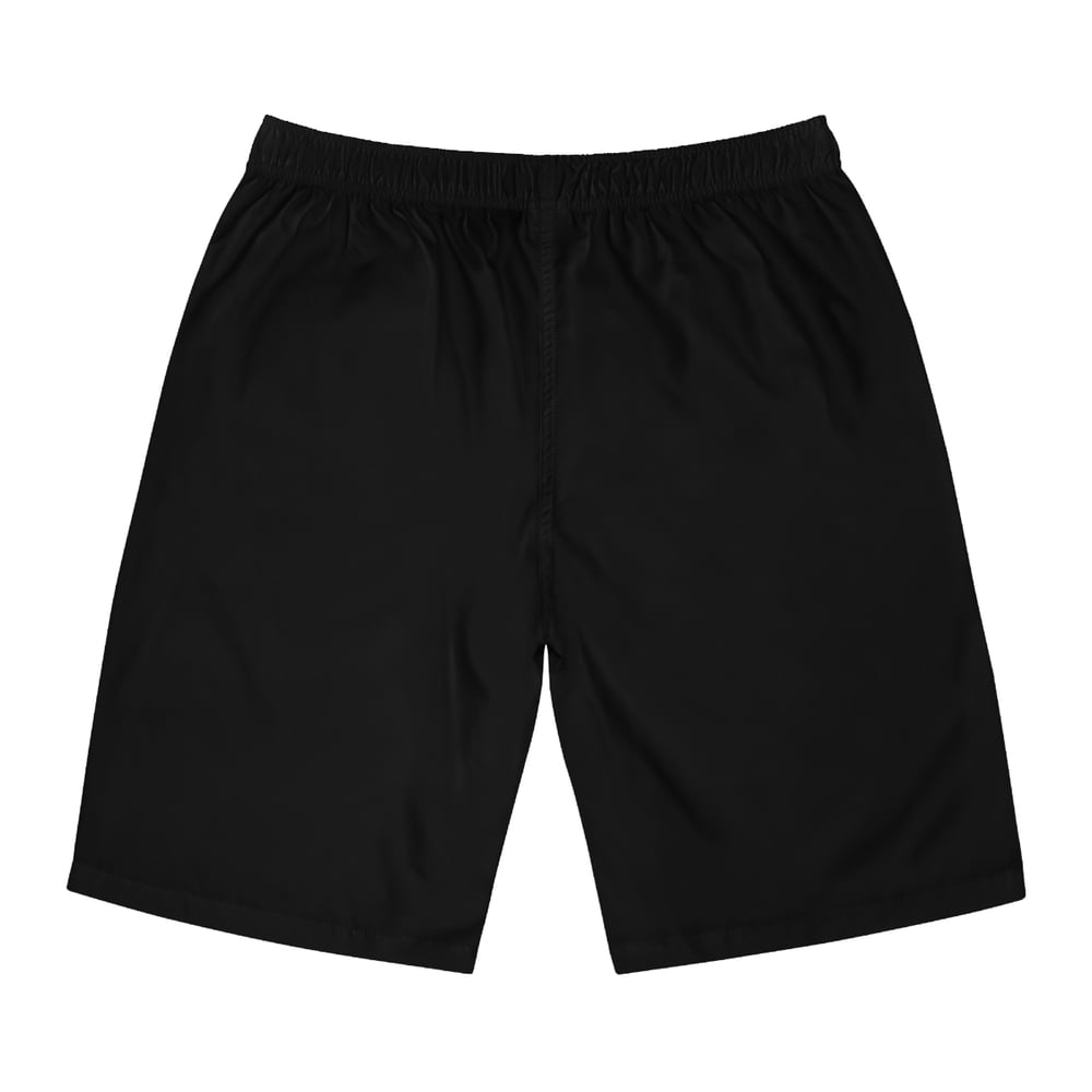 Image of Board Shorts — 'Pressure' Graffiti Logo Swim Trunks