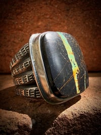 Image 1 of WL&A Handmade Old Style Heavy Ingot Gem Grade Black Jack King Cobra Ring - Size 13