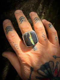 Image 5 of WL&A Handmade Old Style Heavy Ingot Gem Grade Black Jack King Cobra Ring - Size 13