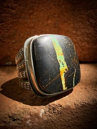 Image 3 of WL&A Handmade Old Style Heavy Ingot Gem Grade Black Jack King Cobra Ring - Size 13