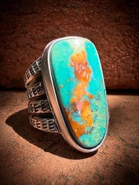 Image 1 of WL&A Handmade Old Style Heavy Ingot Gem Grade Royston King Cobra Ring - Size 11.5