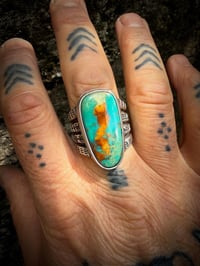 Image 3 of WL&A Handmade Old Style Heavy Ingot Gem Grade Royston King Cobra Ring - Size 11.5