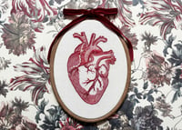 Image 1 of Red Anatomical Heart 5x7" Embroidery Hoop
