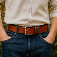 Image 3 of Full Grain Saddle Tan Leather Belt