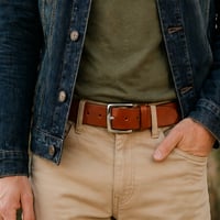 Image 4 of Full Grain Saddle Tan Leather Belt