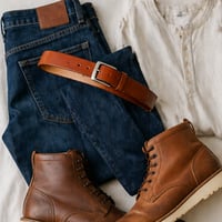 Image 5 of Full Grain Saddle Tan Leather Belt