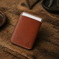 Image 2 of Brown Leather Wallet / Miminalist Card Sleeve
