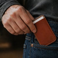 Image 3 of Brown Leather Wallet / Miminalist Card Sleeve
