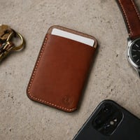 Image 4 of Brown Leather Wallet / Miminalist Card Sleeve