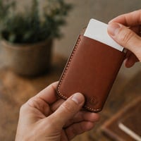 Image 5 of Brown Leather Wallet / Miminalist Card Sleeve