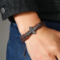 Image 5 of 👑The Armored Kingdom Adjustable Leather Cross Bracelet-Adjustable Comfortable Fit-Leather