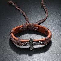 Image 3 of 👑The Armored Kingdom Adjustable Leather Cross Bracelet-Adjustable Comfortable Fit-Leather