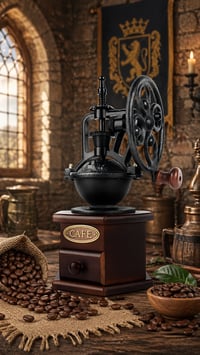 Image 1 of 👑The Armored Kingdom Medieval Coffee/ Spice Grinder-Antique Mill with Cast Iron Hand Crank 