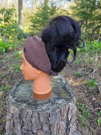 Image 2 of Upcycled Pure Linen Twist Headband in Brown 