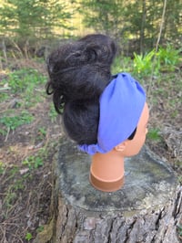 Image 2 of Upcycled Pure Linen Twist Headband in Violet Blue