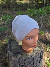 Image 2 of Upcycled Pure Linen Expandable Headband Cover in Undyed Natural 