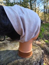 Image 3 of Upcycled Pure Linen Expandable Headband Cover in Undyed Natural 