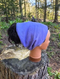 Image 3 of Upcycled Pure Linen Expandable Headband Cover in Violet Blue 