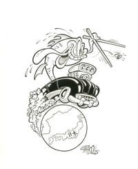 Sushi Flight Original Ink Art