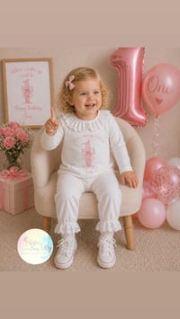 Image 1 of First birthday bow theme personlised pyjamas 